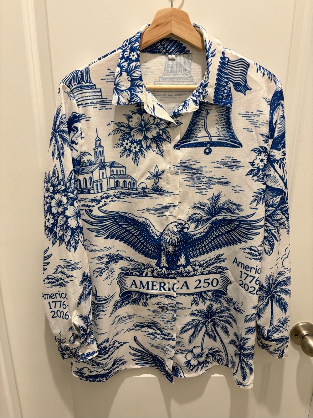 GeckoCustom America 250 Toile de Jouy Patriotic Button Down Shirt 1776-2026 (S)
